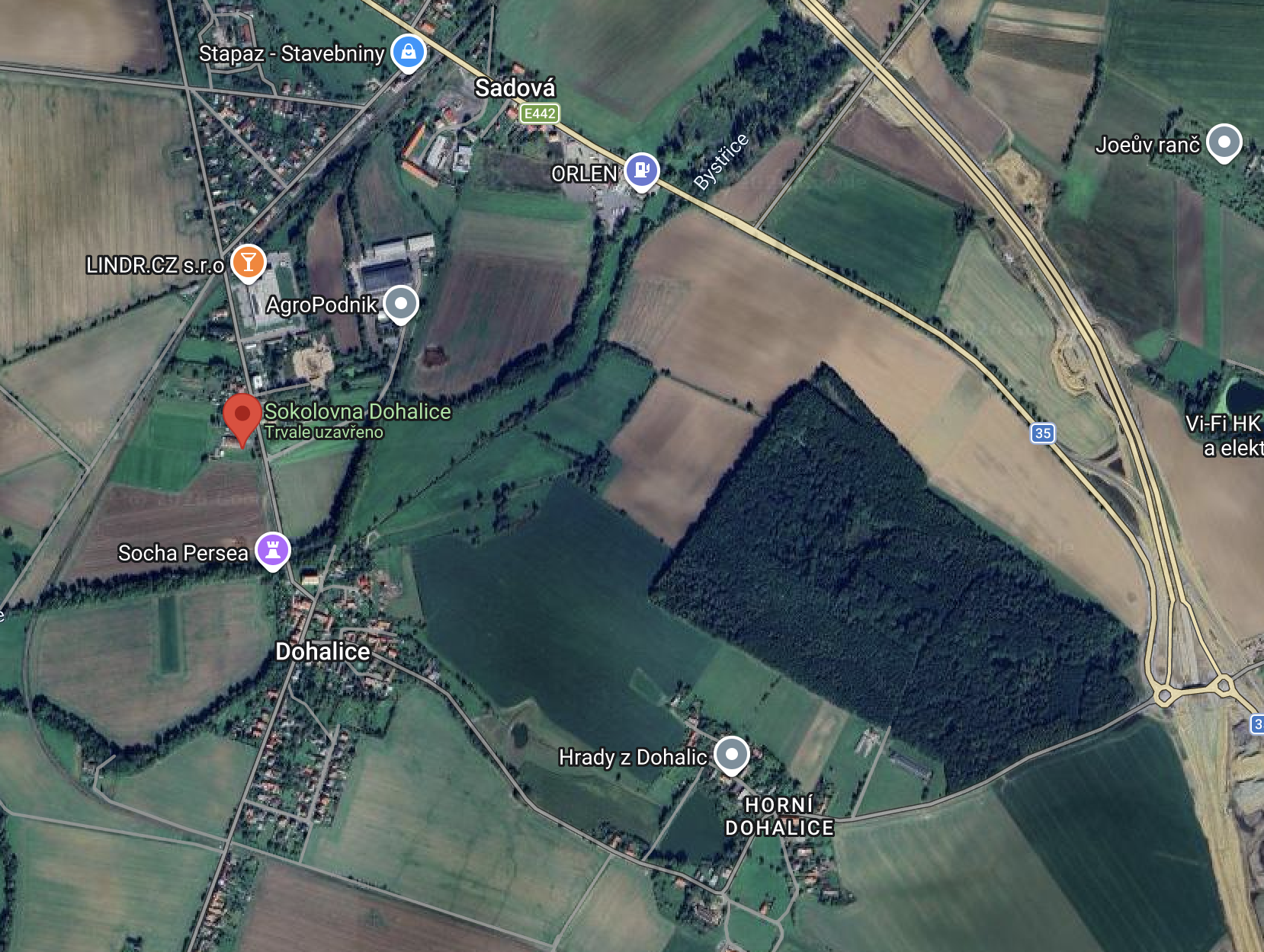 Mapa hřiště TJ Sokol Dohalice